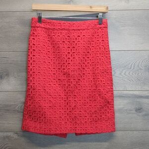 J Crew Eyelet No. 2 Pencil Skirt Red, Womens Size 2